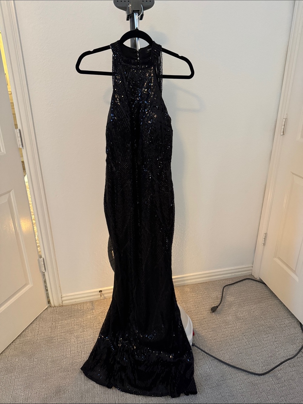 Black Sequin Halter Maxi Dress - Timeless Evening Glam